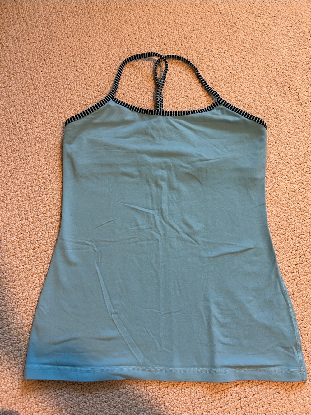 lululemon athletica seafoam racerback tank with striped trim